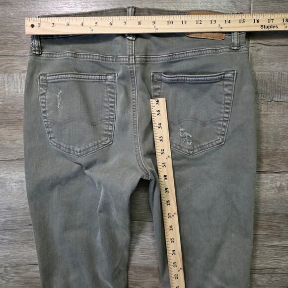 American Eagle Outfitters Skinny Jeans Men's 32x34 Gray Airflex+ Ripped - Picture 5 of 7
